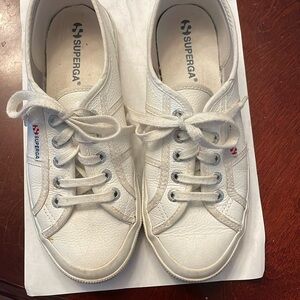 SUPERGA White Leather Tennis Athletic Shoes 6/36